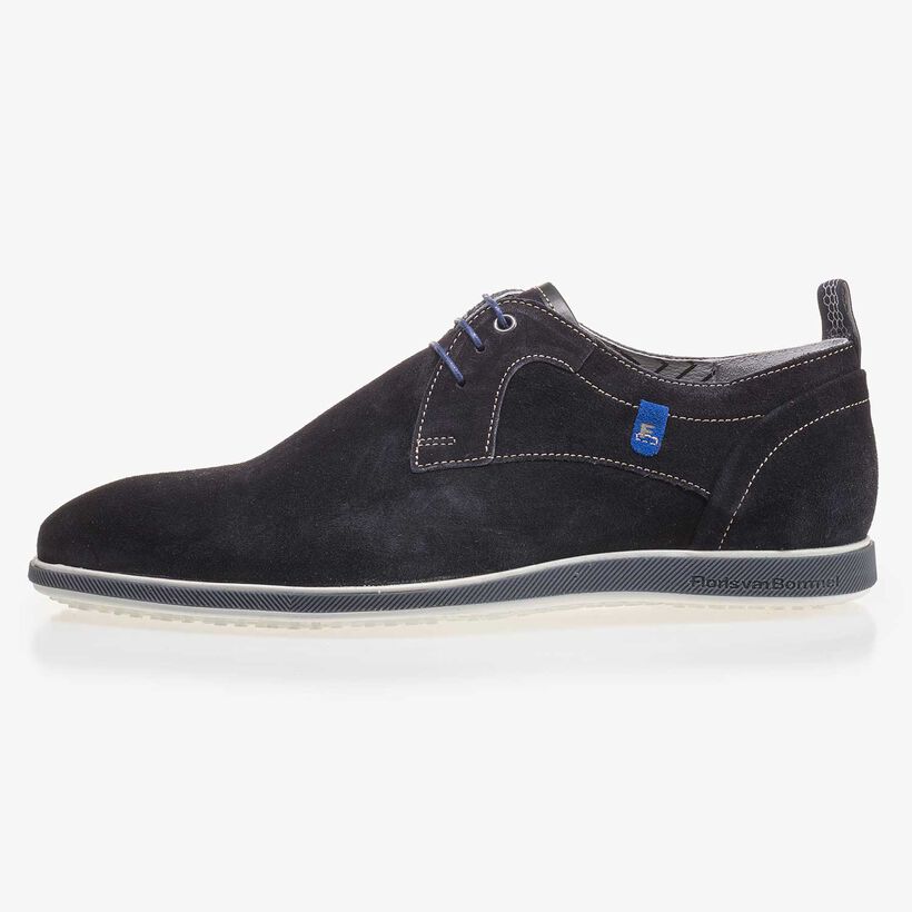 Donkerblauwe su&egrave;de veterschoen