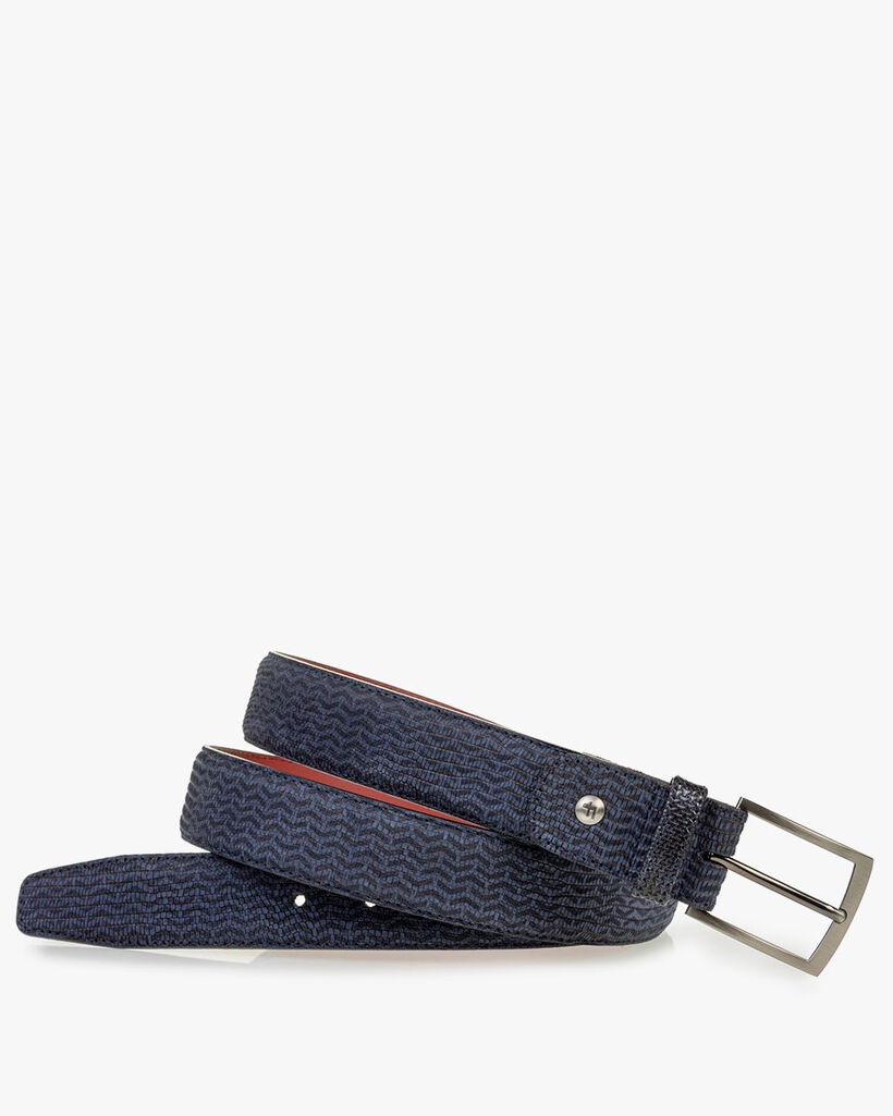 Belt nubuck leather blue