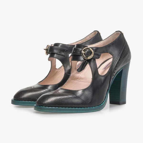 Zwarte kalfsleren pump