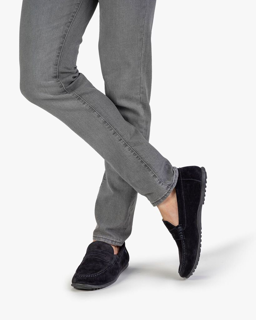 Moccasin suede leather dark blue