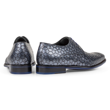 Lace shoe metallic print grey