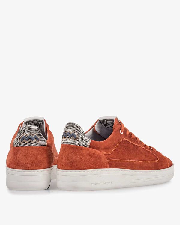 Orange and red suede leather sneaker