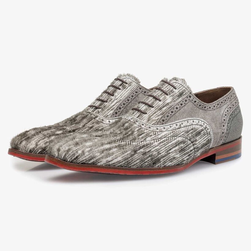 Off-white premium pony hair lace shoe with print