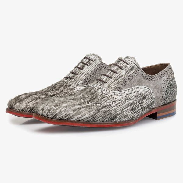 Off-white premium pony hair lace shoe with print