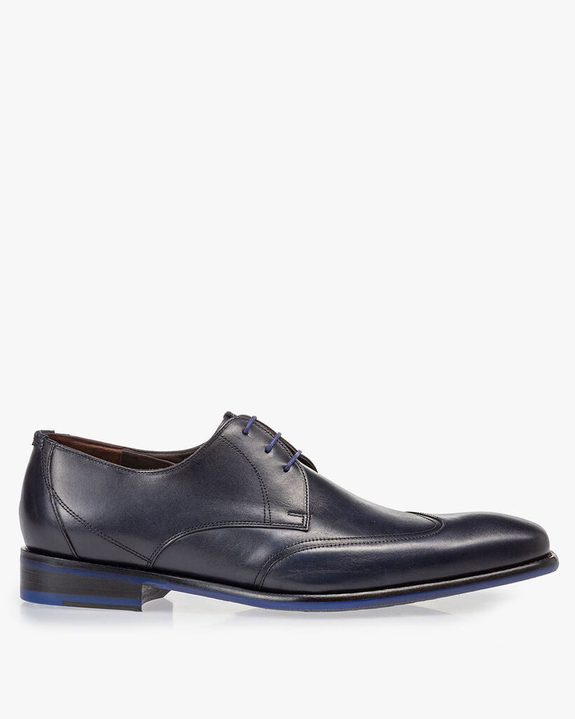 Veterschoen donkerblauw kalfsleer