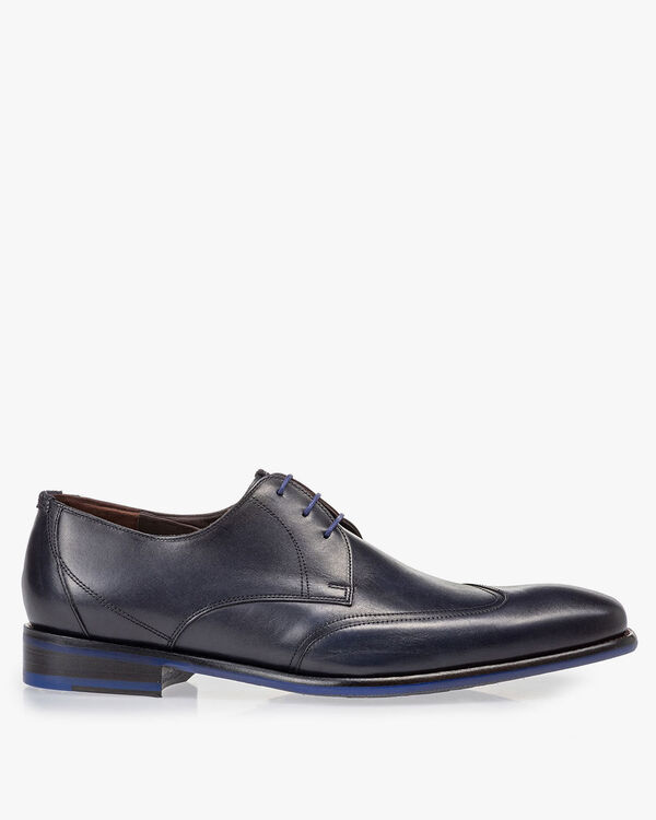 Veterschoen donkerblauw kalfsleer