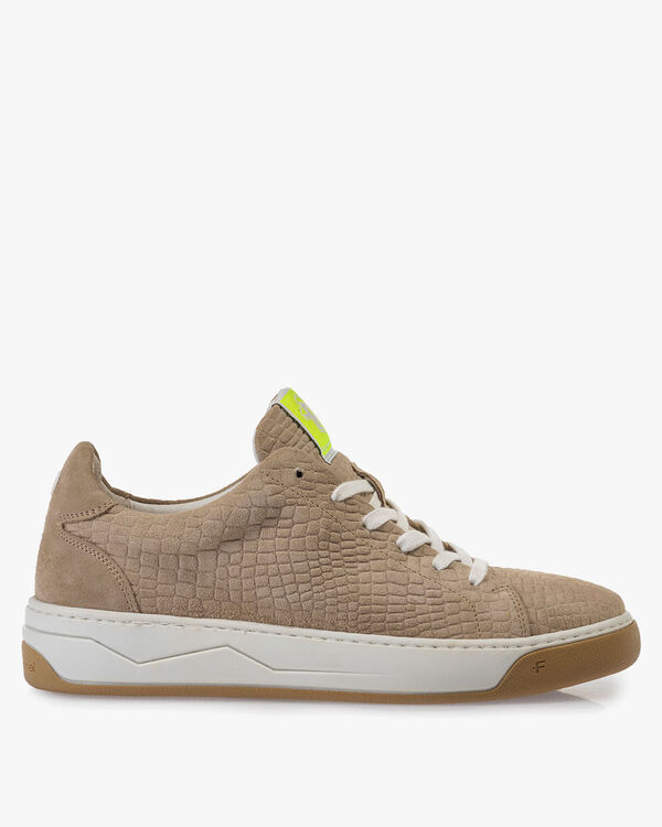 Sneaker geprint su&egrave;de beige