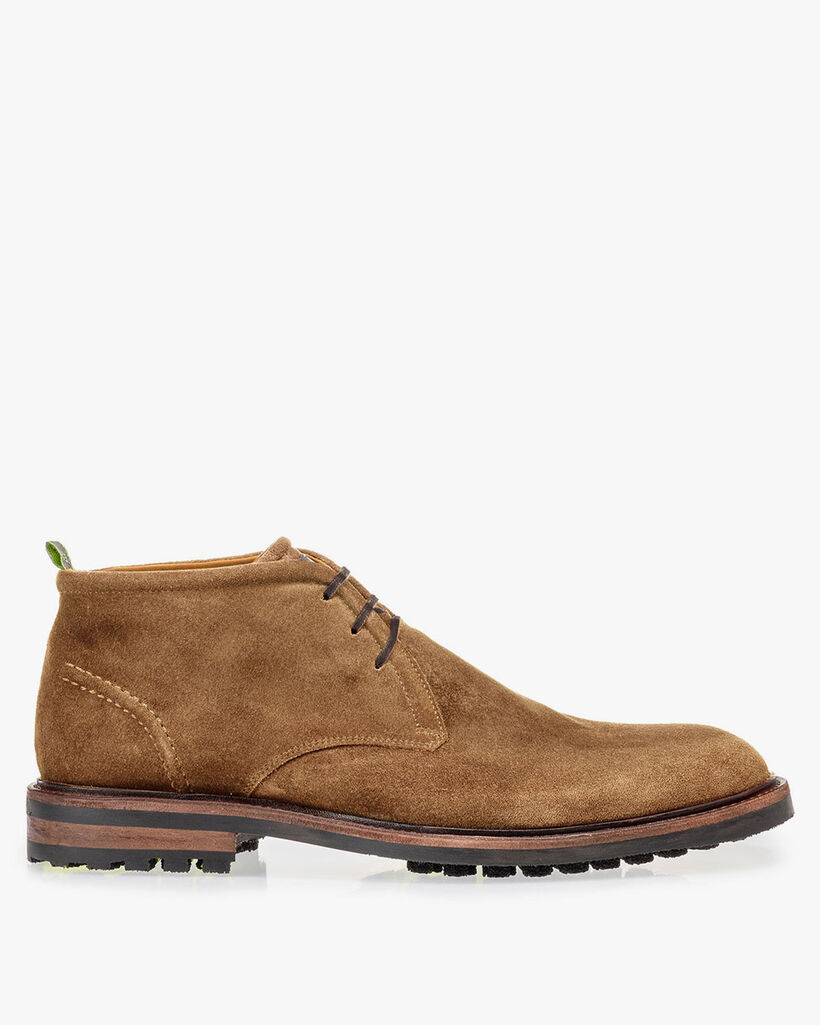 Lace boot suede leather beige