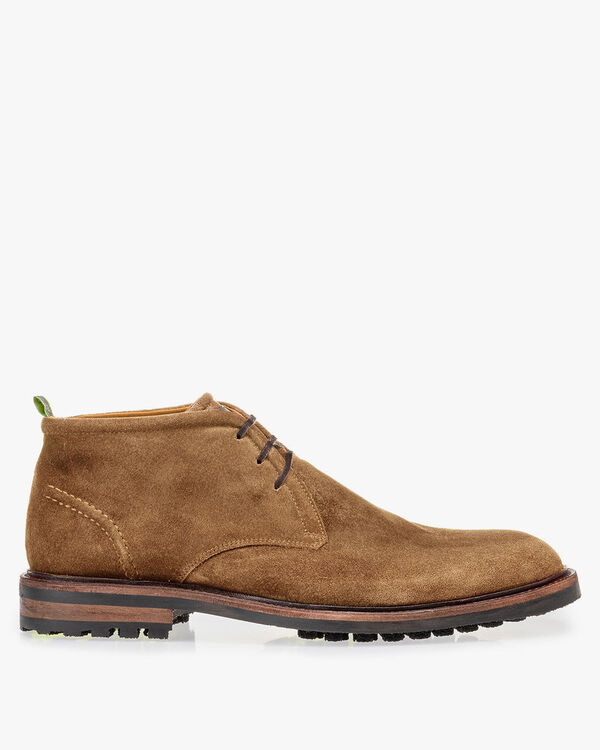 Lace boot suede leather beige