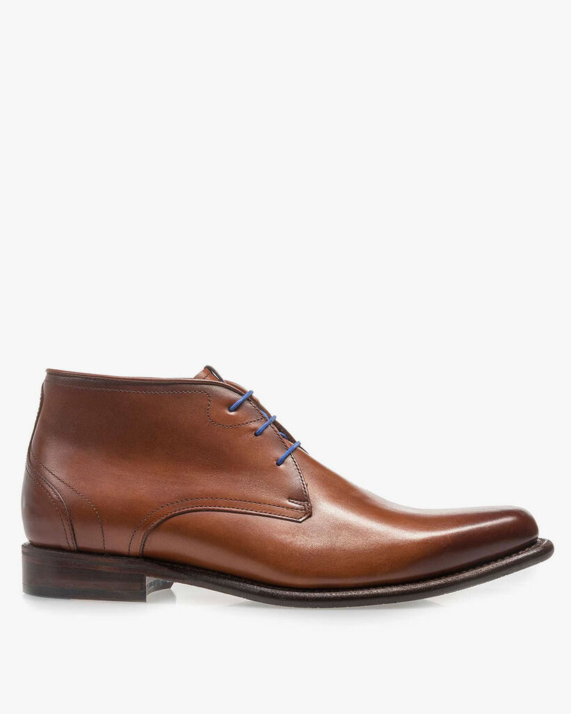 Kalfsleren veterboot donker cognac