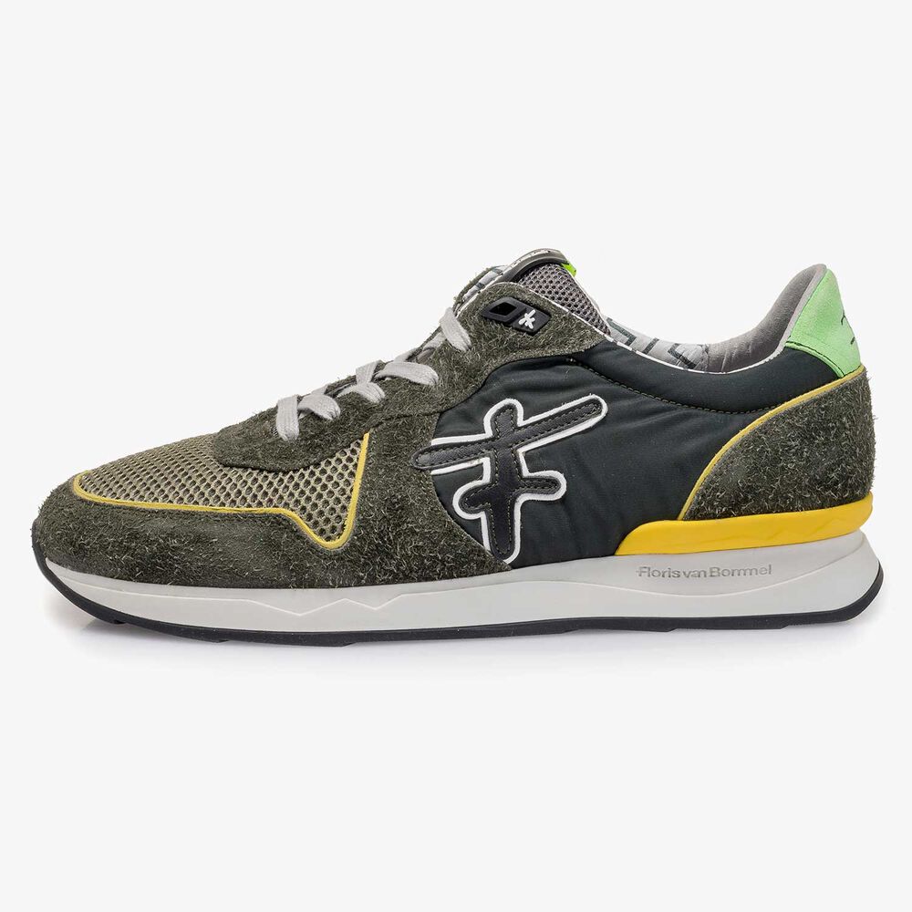 Su&egrave;de sneaker groen/geel
