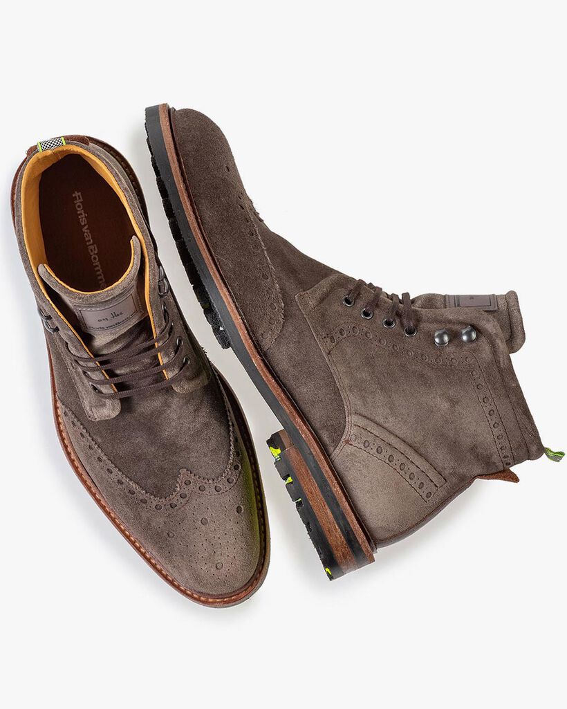 Boot suede leather taupe