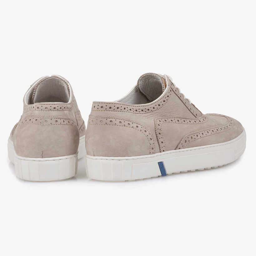 Light grey nubuck leather brogue shoe