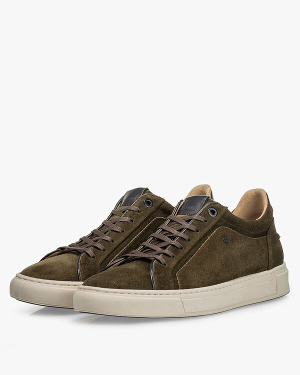 Sneaker su&egrave;de donkergroen