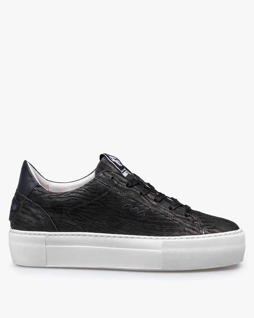 Sneaker geprint leer zwart