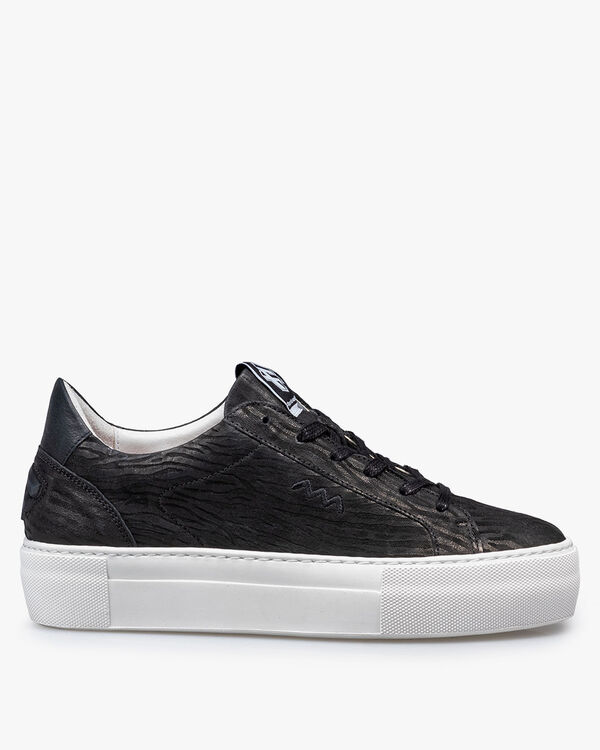 Sneaker geprint leer zwart