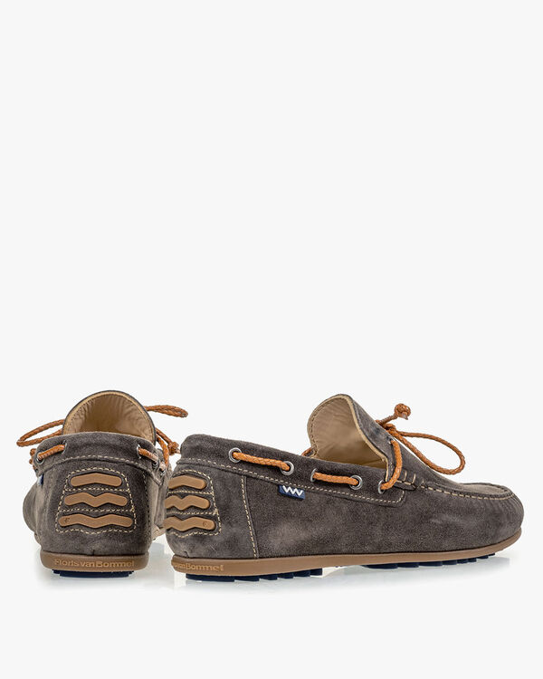 Mocassin su&egrave;de donkergrijs