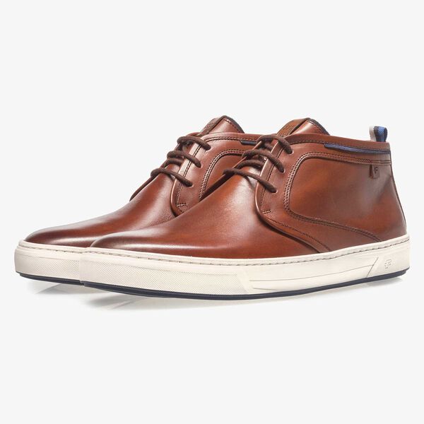 Kalfsleren veterboot donker cognac