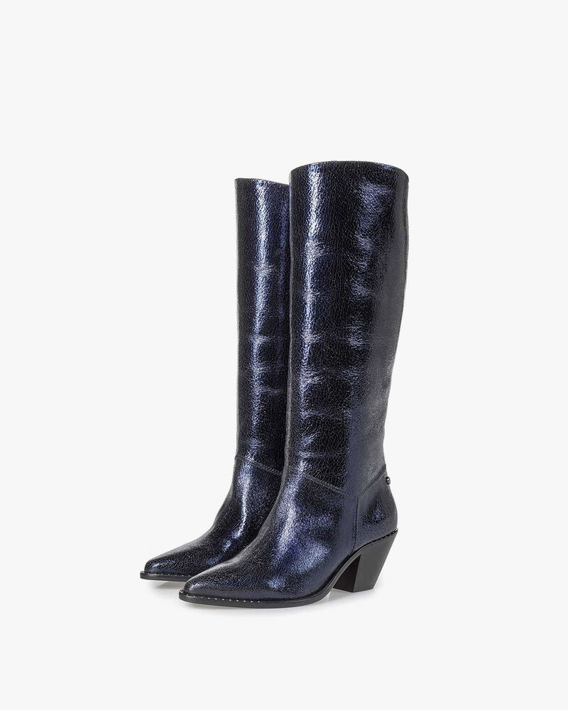 Donkerblauwe laars metallicprint