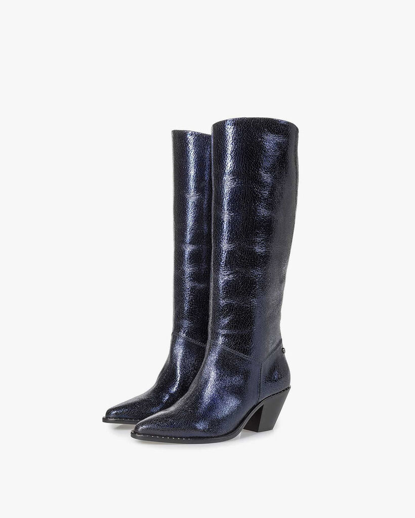Donkerblauwe laars metallicprint