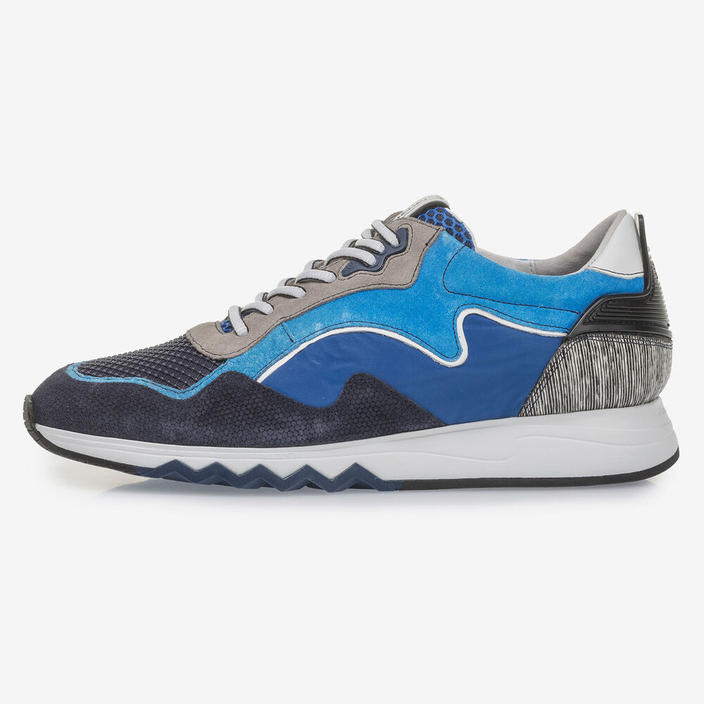 Felblauwe su&egrave;de sneaker