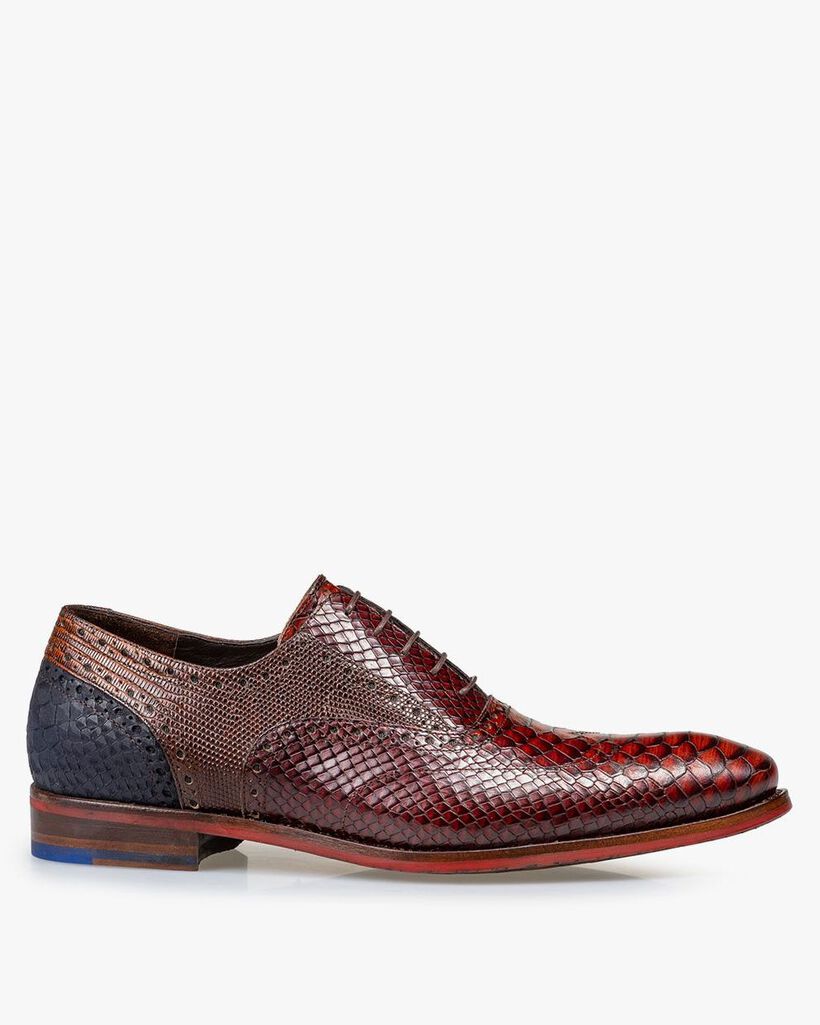Veterschoen geprint leer cognac