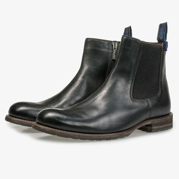 Wol gevoerde zwarte leren chelsea boot