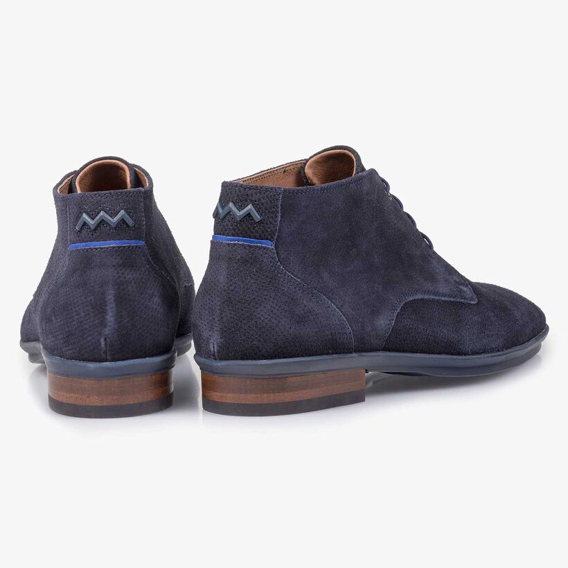 Blauwe su&egrave;de veterschoen