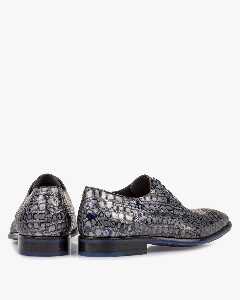 Veterschoen metallic grijs