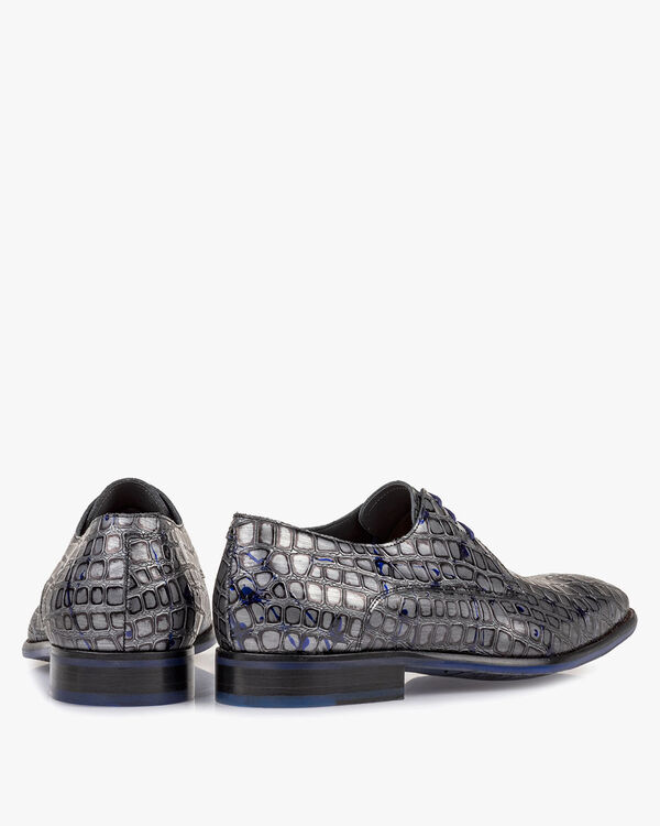 Veterschoen metallic grijs