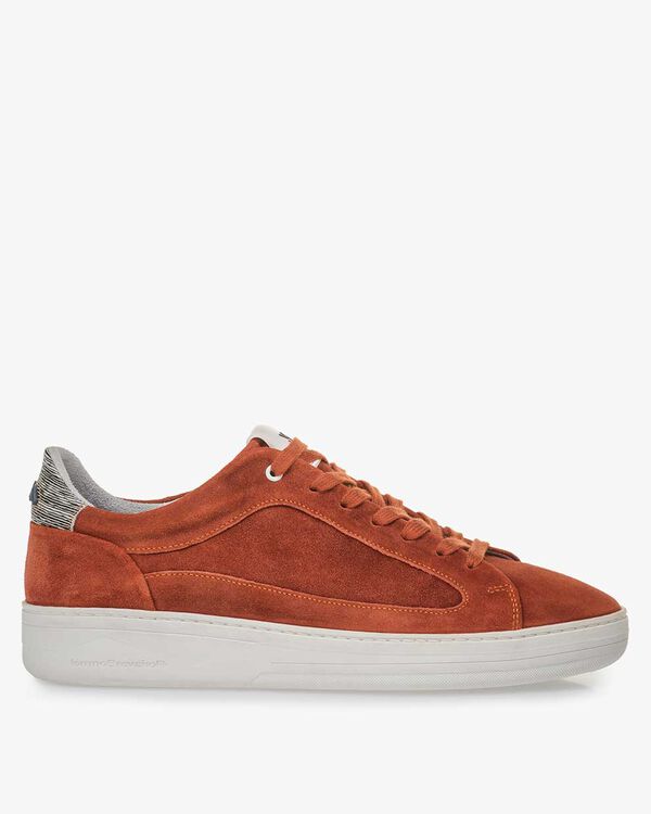 Orange and red suede leather sneaker