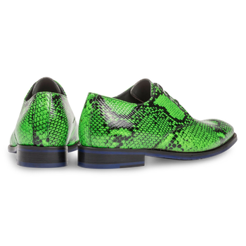 Premium fluor groene veterschoen met snakeprint