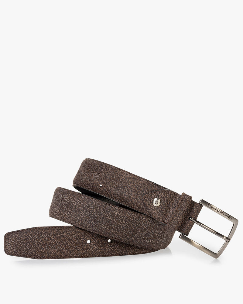 Riem geprint leer bruin
