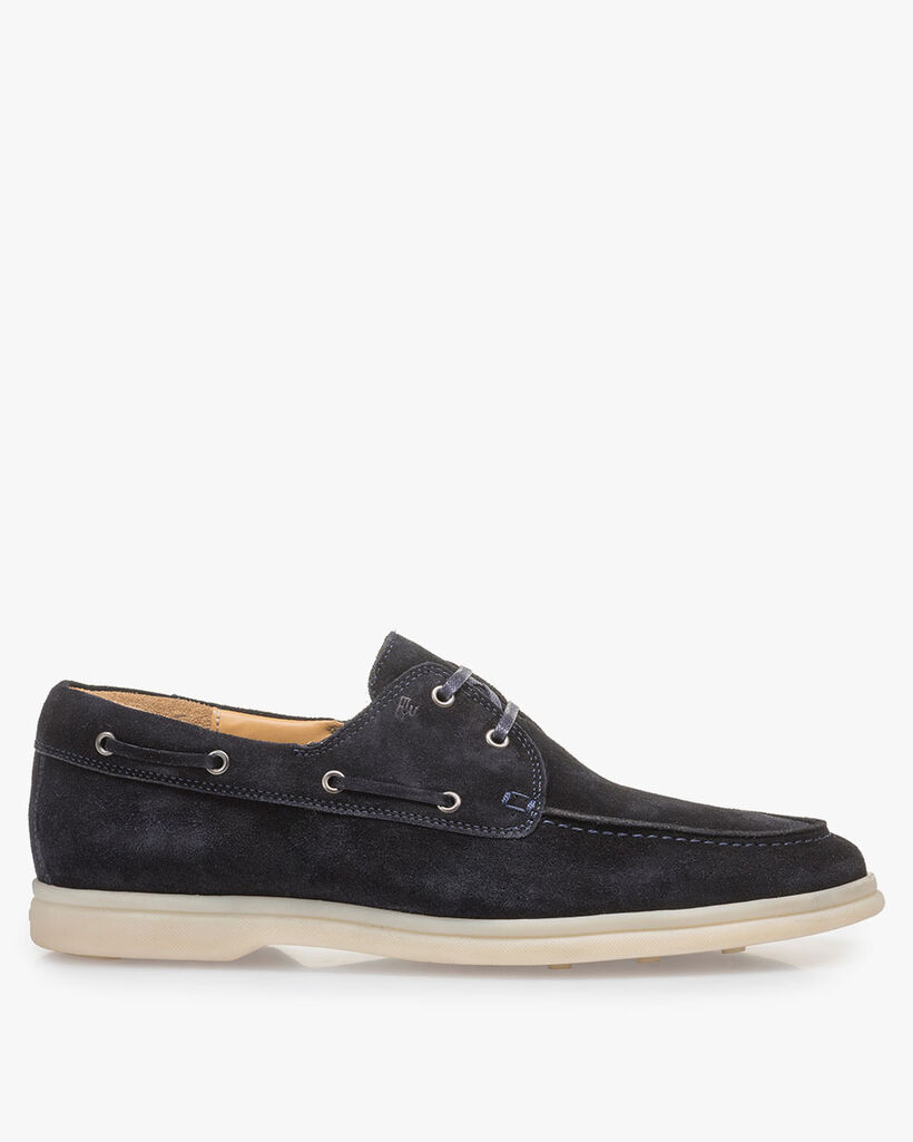 Donkerblauwe su&egrave;de bootschoen