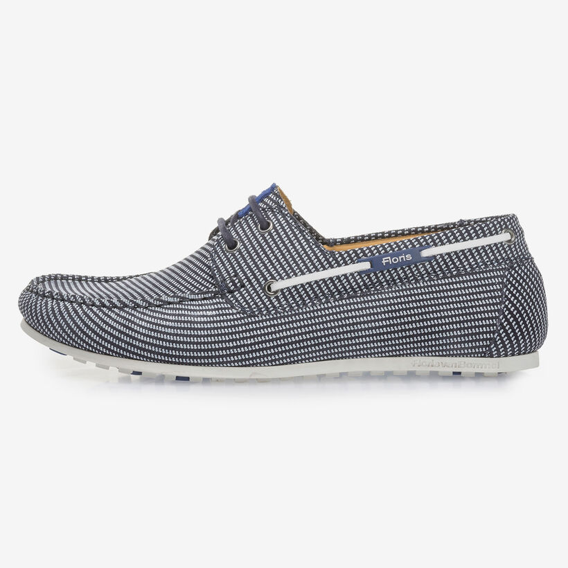 Blauwe su&egrave;de bootschoen met print