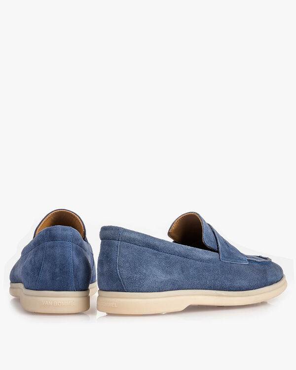 Blue suede leather loafer