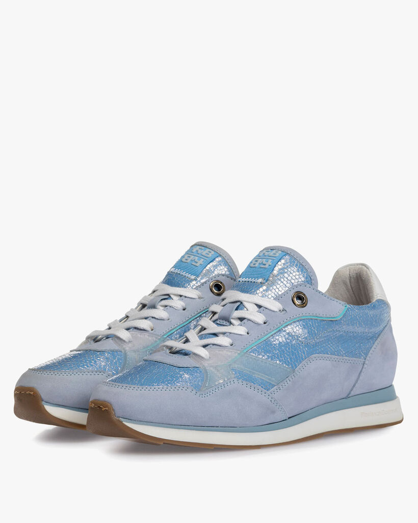 Sneaker nubuckleer lichtblauw
