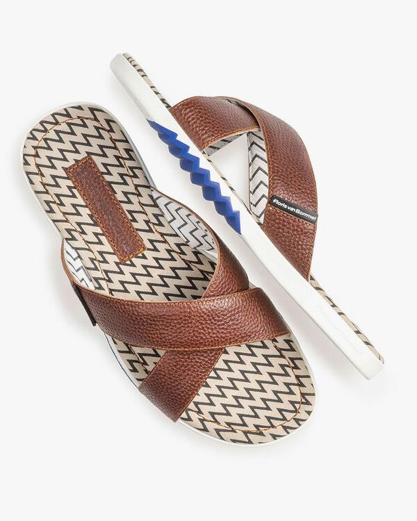 Kalfsleren kruisband slipper