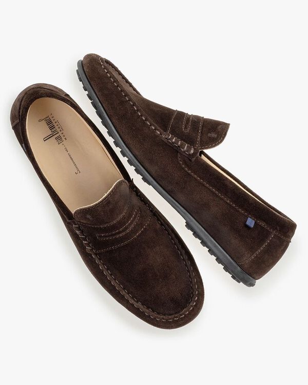 Mocassin su&egrave;de donkerbruin