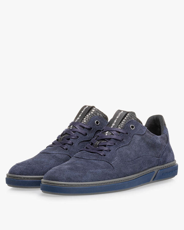 Sneaker printed leather blue