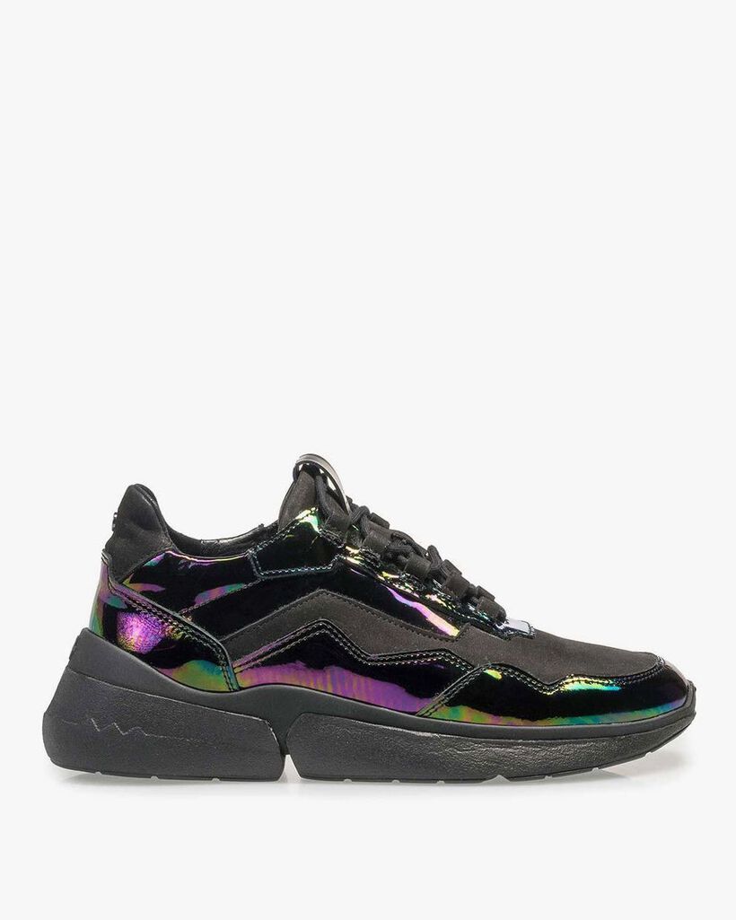 Multi-color sneaker van lakleer