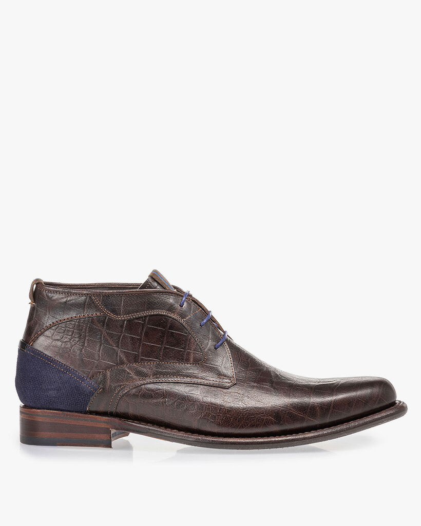Veterboot crocoprint bruin