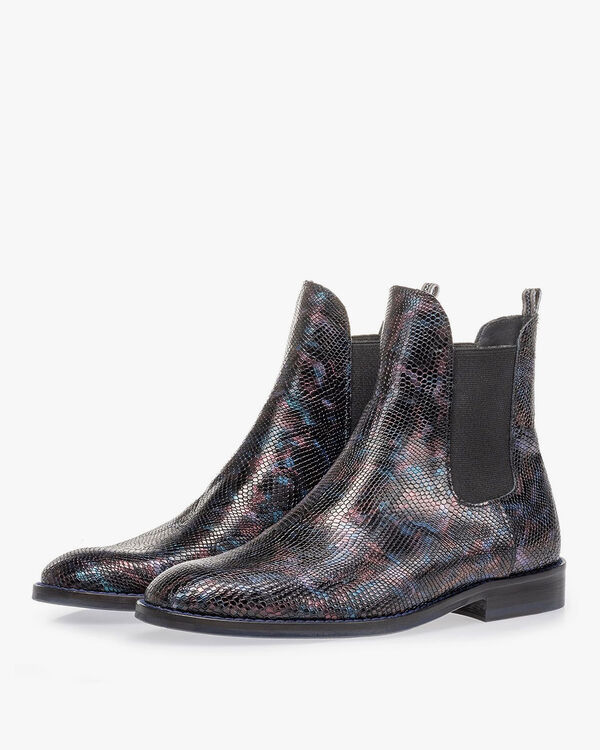 Chelsea boot crocoprint blauw