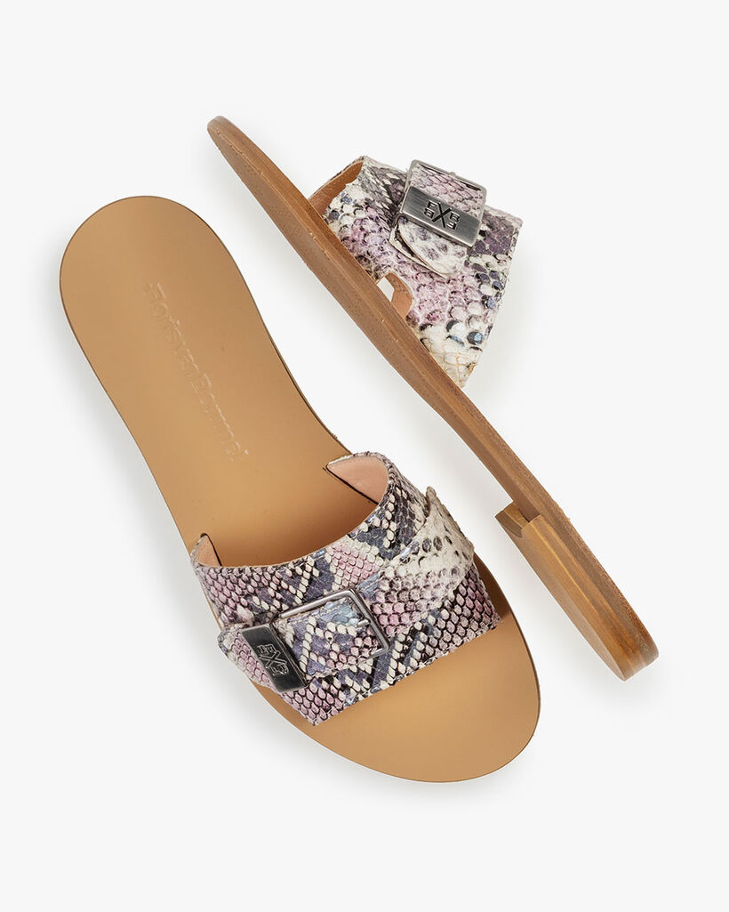 Slipper geprint leer roze