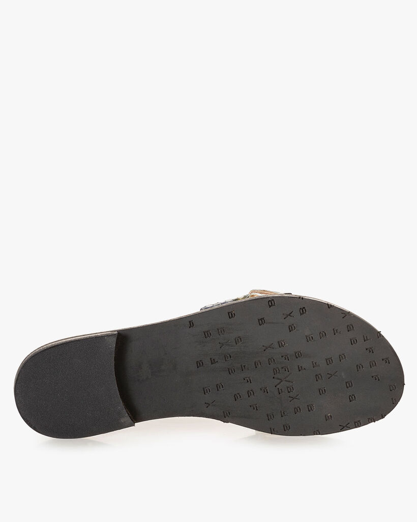 Slipper printed leather blue