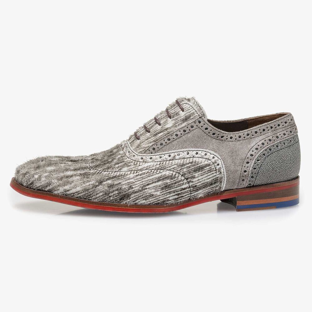 Off-white premium pony hair lace shoe with print