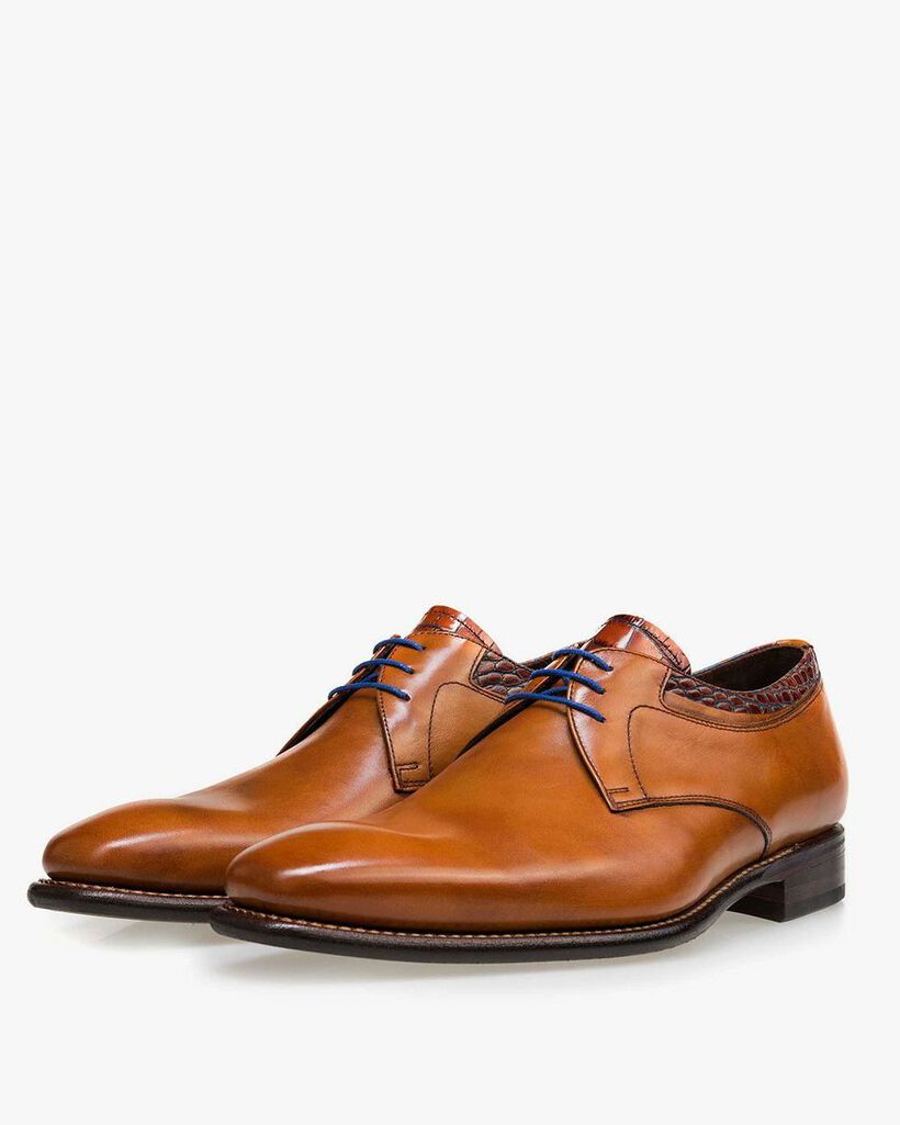 Cognac veterschoen kalfsleer