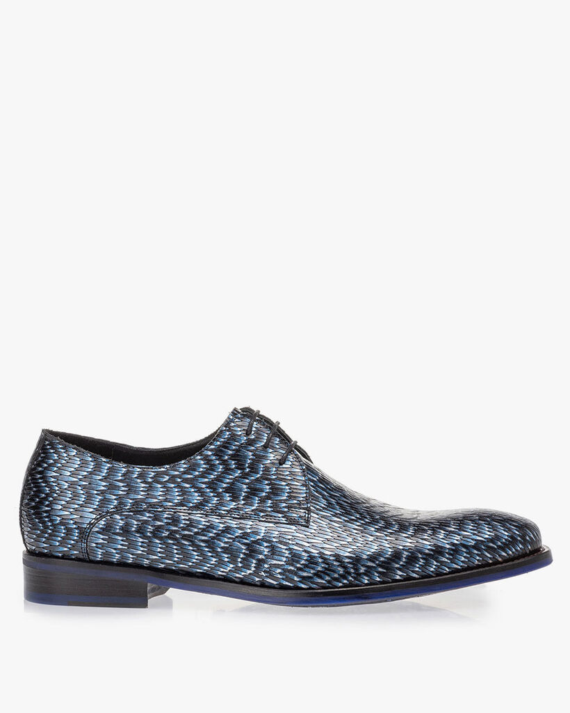 Veterschoen metallic blauw