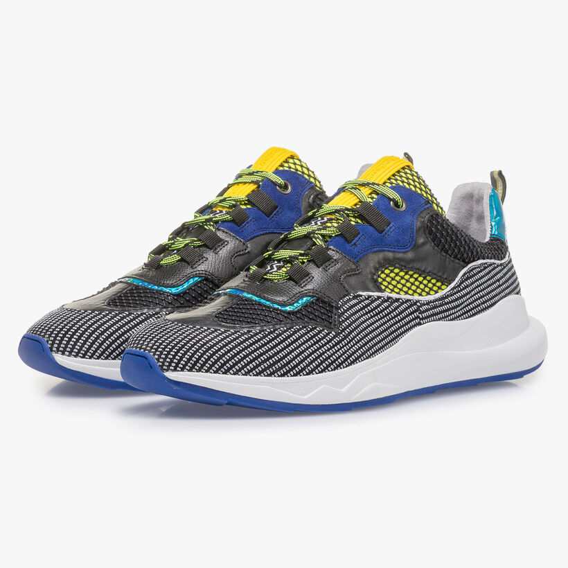 Premium su&egrave;de sneaker blauw/geel