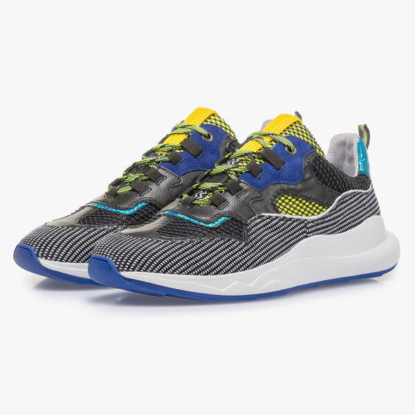 Premium su&egrave;de sneaker blauw/geel
